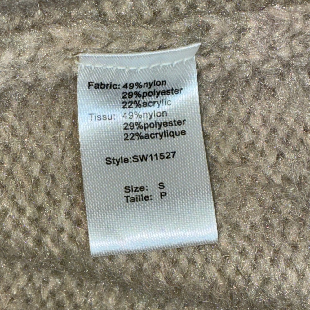 Elan Taupe Tie Front Sweater Cardigan Women's S Chunky Knit Balloon Sleeve - Picture 4 of 6